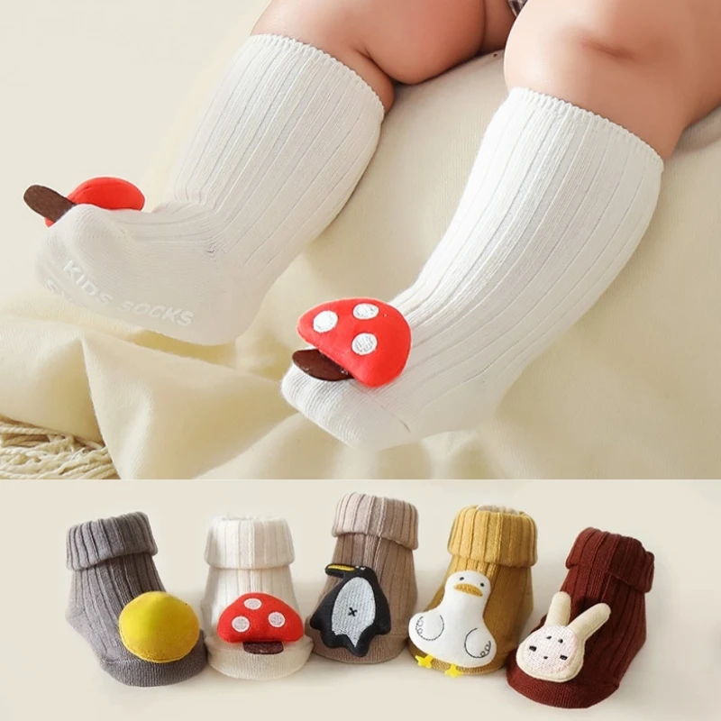 

Spring Autumn Children Baby Girls Boys Cotton Mid Calf Socks Home Trampoline Socks Kids Toddler Floor Sport Non-slip Long Socks