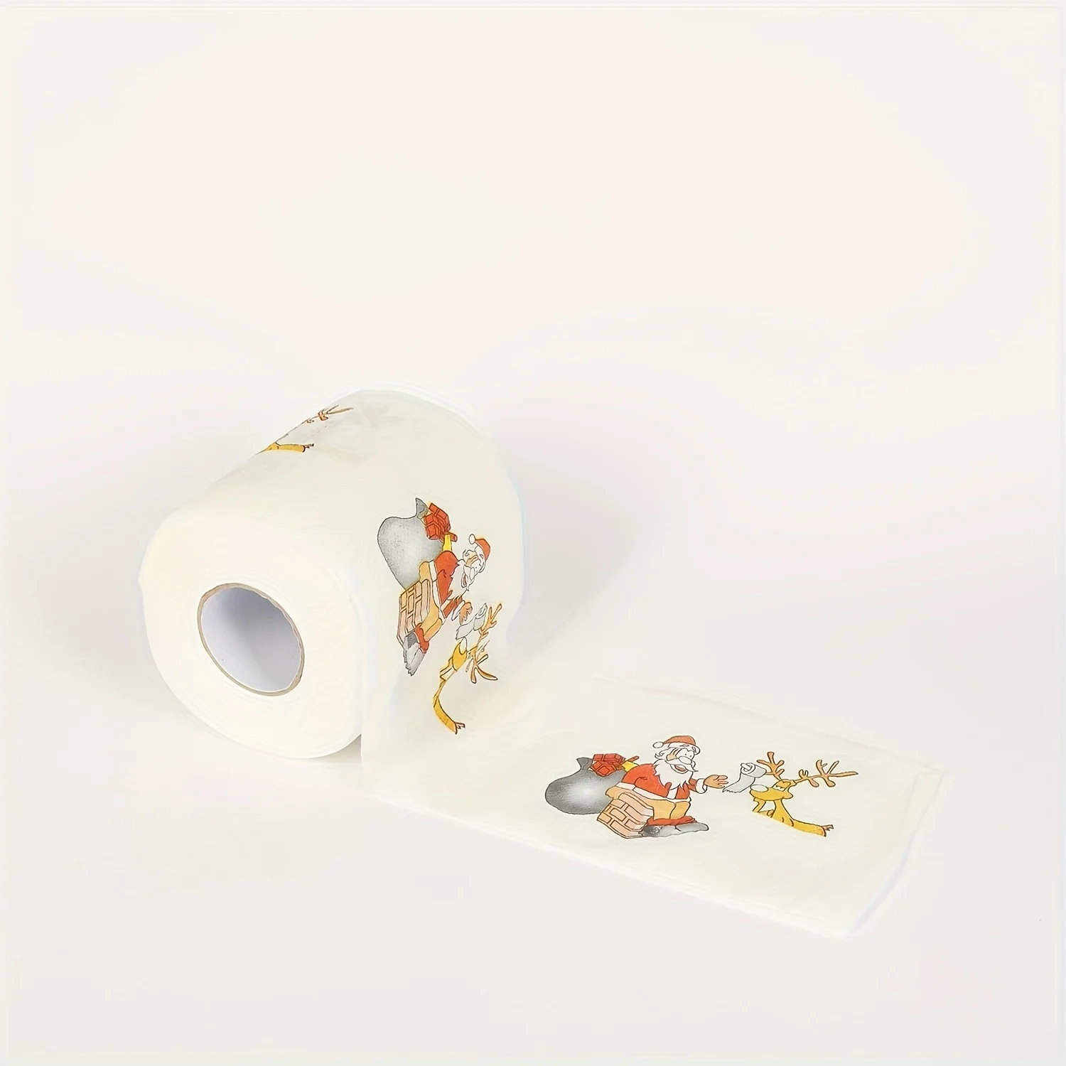 1Roll Santa Claus Printed Toilet Paper Biodegradable Formaldehyde Free Xmas Bathroom Decor Funny Holiday Gift