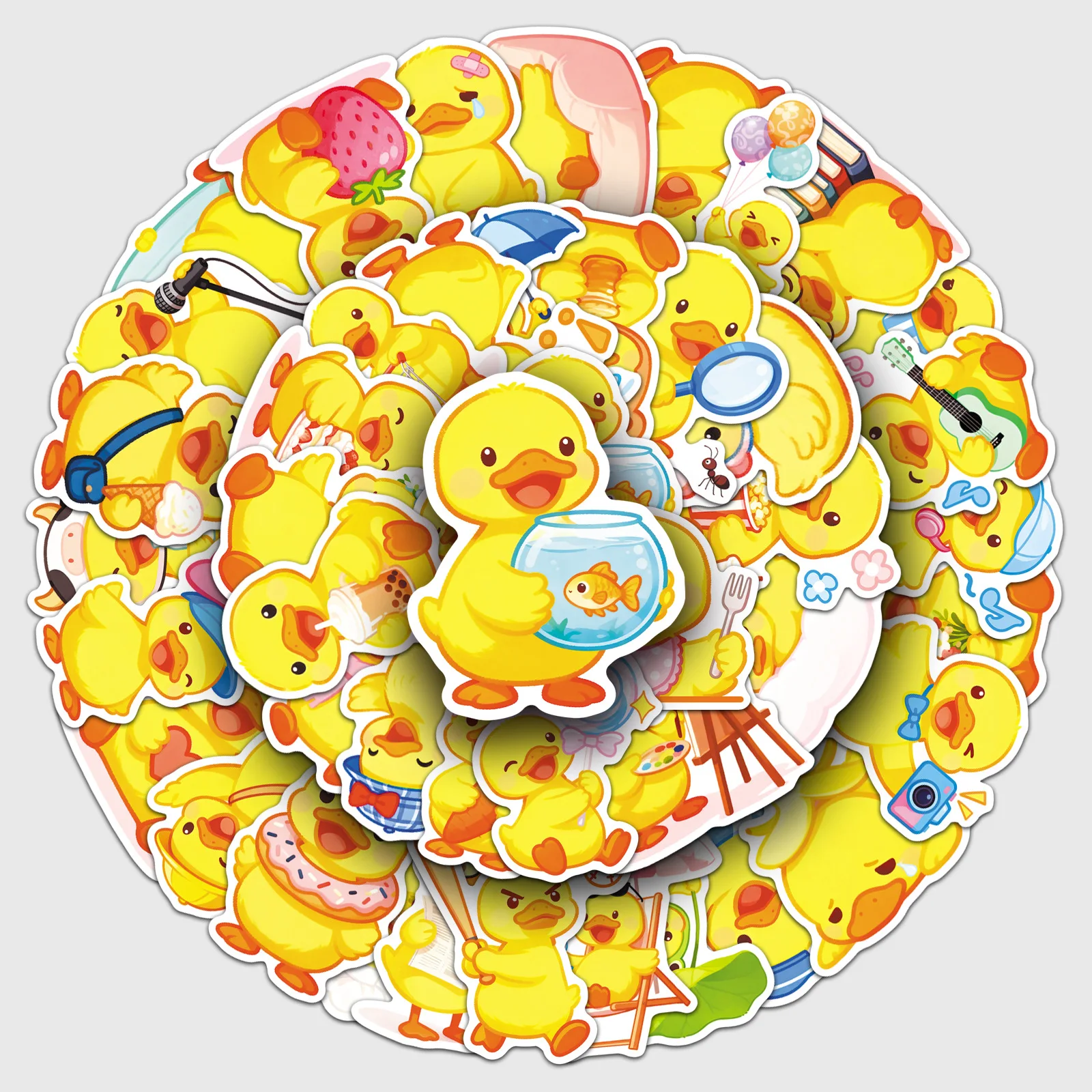 

51PCS Cute Yellow Duck Graffiti Sticker Cartoon Funny Waterproof Decal Kids Toy Gift for Stationery Box Wardrobe Luggage Desk