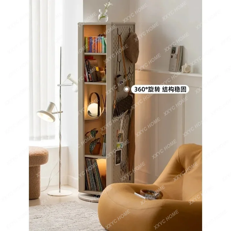 Floor mirror, Nordic wind corner bookcase Rotary mirror cabinet Floor type, storage rack