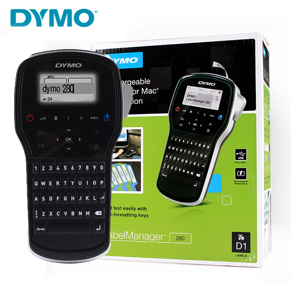 DYMO 280 Label Printer LM280 Handheld LabelManager Label Maker for 6mm/9mm/12mm D1 45013 Labels Dymo LM-280 Label Manager