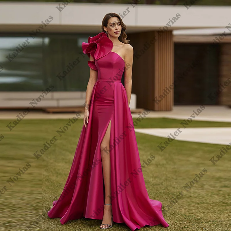 

Long Mermaid Fuchsia Muslim Evening Dresses with Side Skirt Customized Special Occasion Party Dress 2025