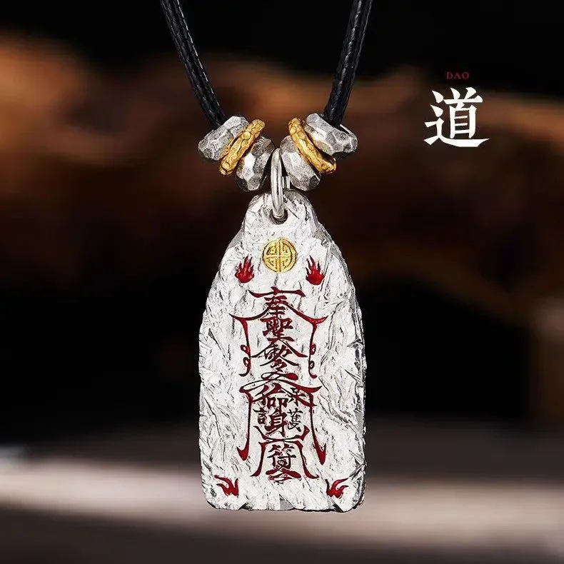 2025 Taoist Youth Golden Curse Sterling Silver Pendant New Chinese DIY Fashion Universal Necklace Pendant Lucky Necklace Jewelry