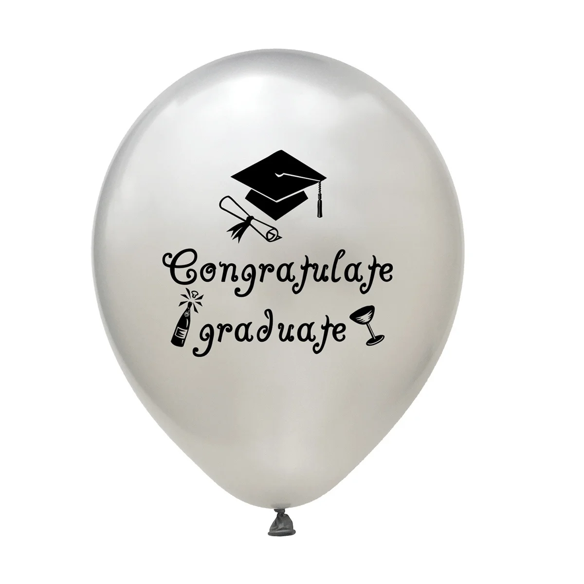

20Pcs 12 Inch Silver Graduation Balloons Party Latex Balloon for University School Decoration Rubber Inflatable with Graduate