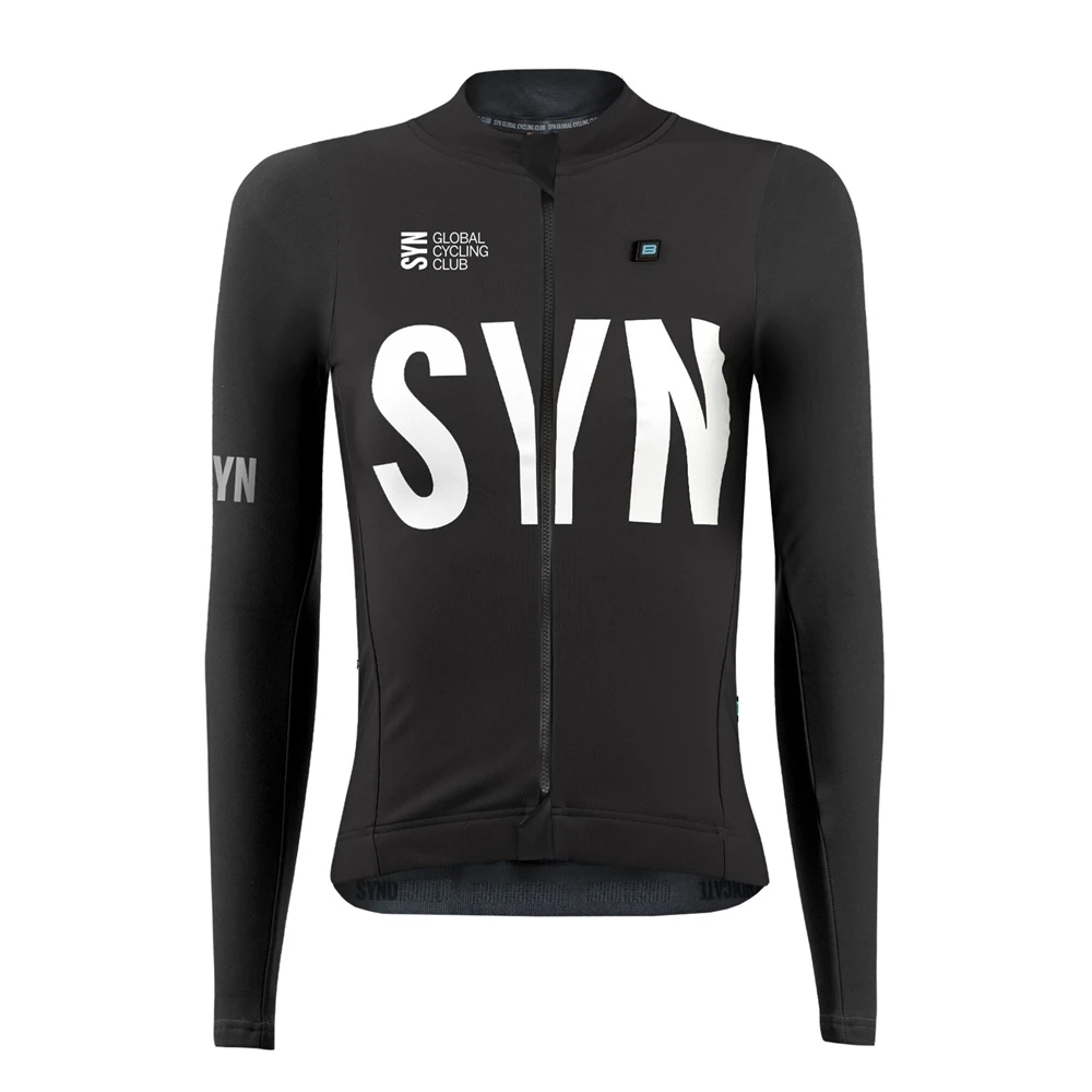 Black White SYN WinterThermal Soft fleece Long Sleeve Cycling Jersey Women Bicycle Clothing