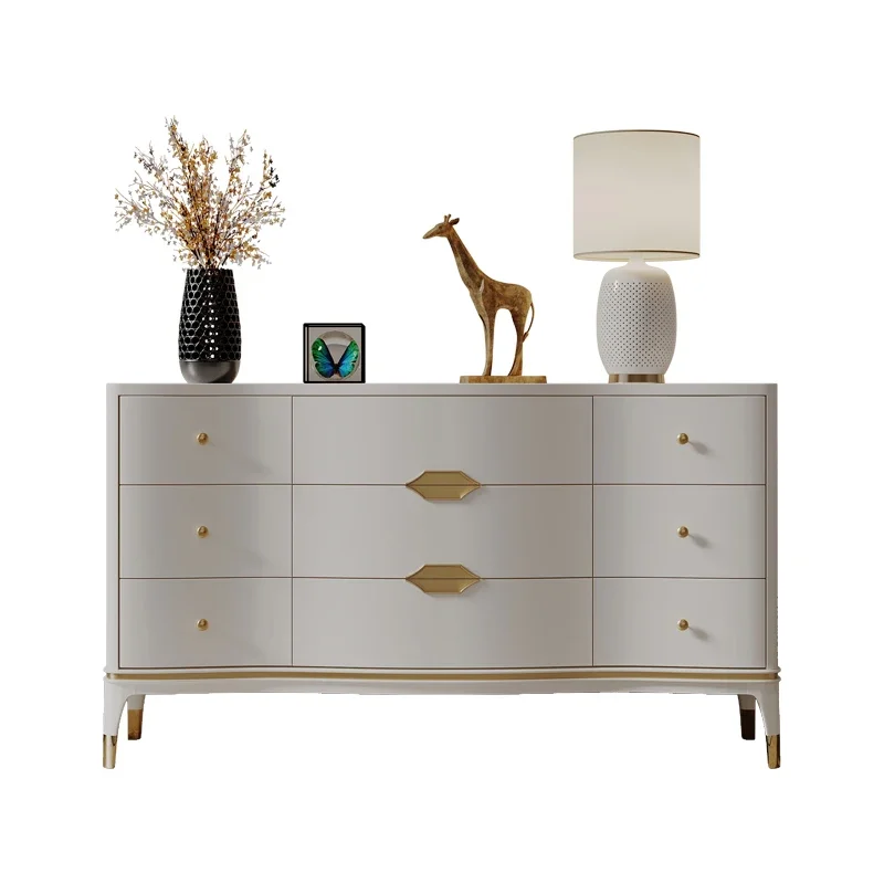 

FG17American light luxury storage locker modern simple household bedside solid wood drawer cabinet