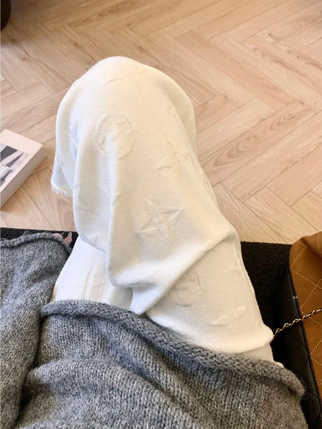 

Осенне-зимние вязаные брюки с высокой талией, широкими штанинами, цветочной вышивкой, стройнящие, длинные, прямые, повседневные, в пол