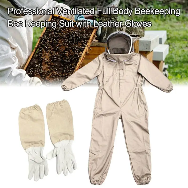 Beekeeping Suit Hood Detachable Protective Beekeeping Jacket Hooded Cotton Bee Suit With Mittens Work Safety Supplies For Apiary