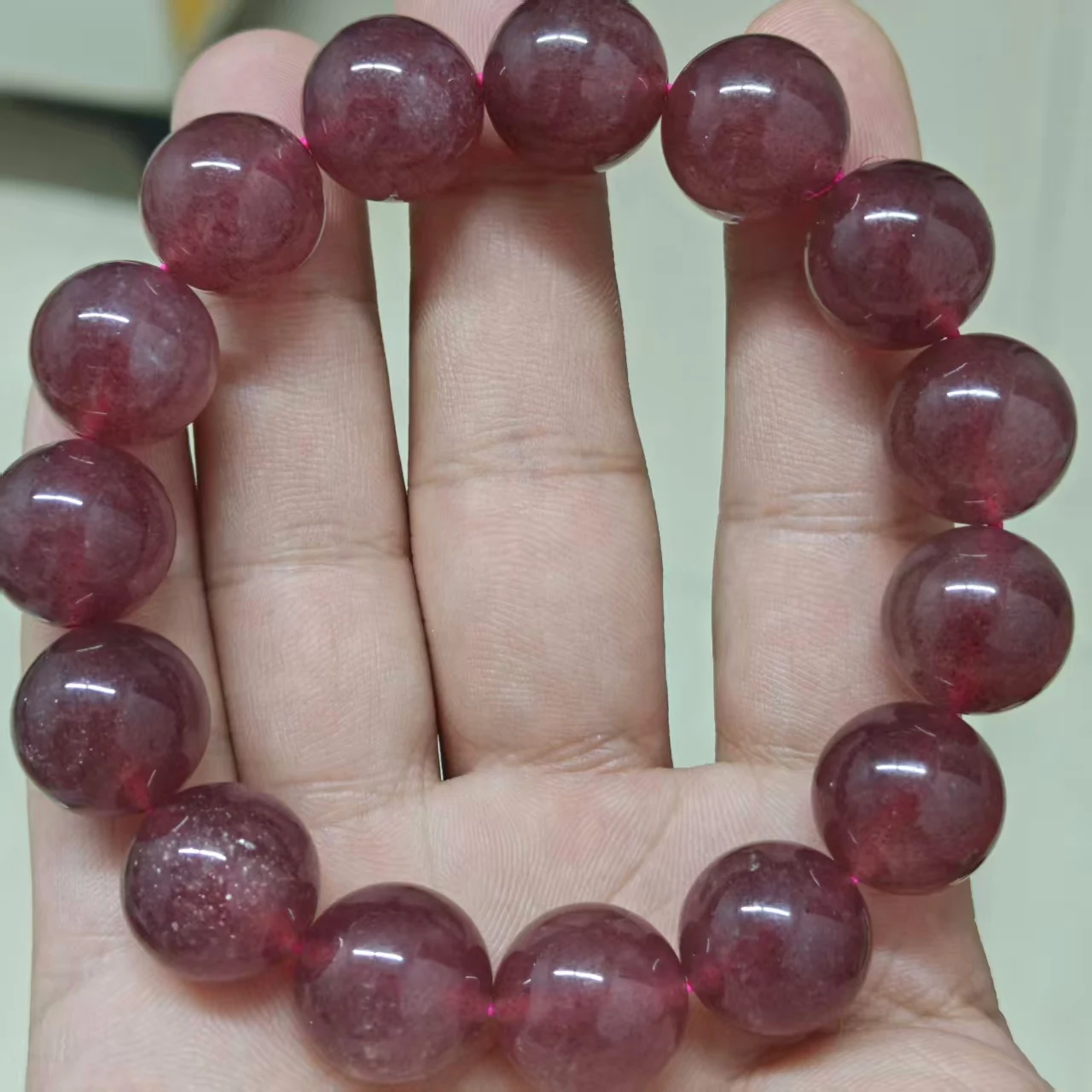 Natürliche AAA Goldene Sand-Strawberry-Quarz Glatte Runde Lose Perlen für Schmuck DIY Zubehör, Armbänder und Passende Perlen – Detail 2