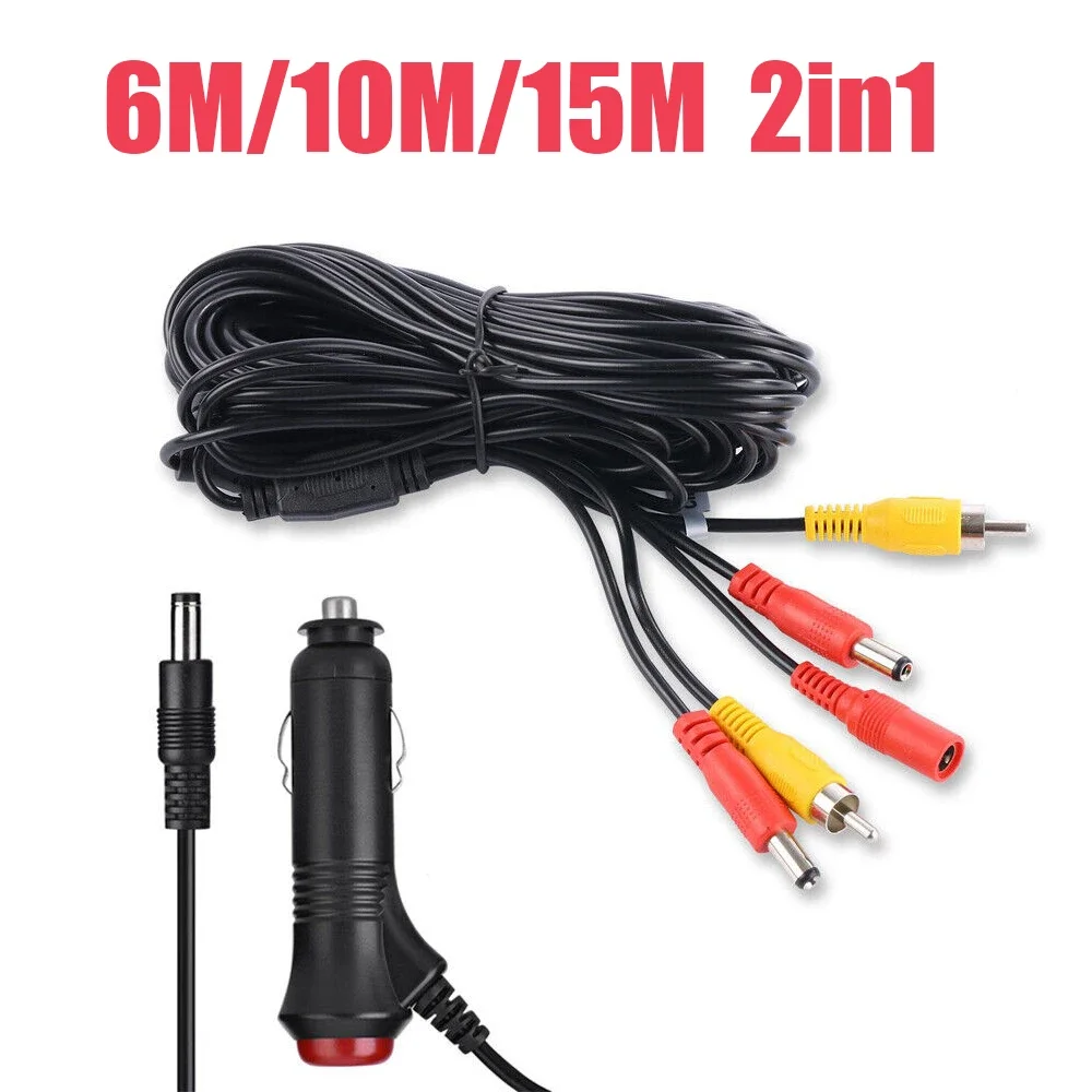 

QueenDer 6M/10M/15MCar video RCA extension cable 2-in-1 for backup camera line