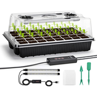 1 Set, Seed Starter Trays With 2 Long Strip Grow Lights, 40 Cells Seed Starter Kit With Humidity Dome, Seedling Starter Trays Fo