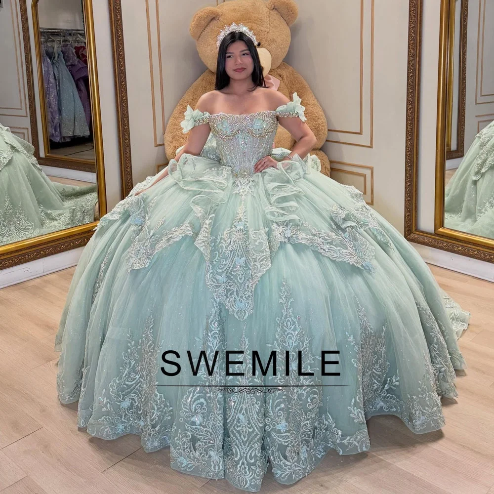 luxury quinceanera dresses Luxury Sage Green Quinceanera Dresses Beading Sequined Princess J061