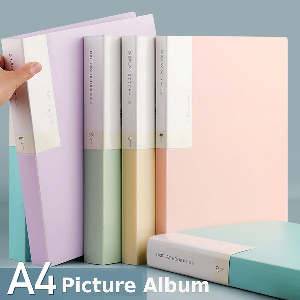 A4 20 Page Diamond Painting Storage Book Portfolio Presentation Clear Pockets Large Folder Photo Album Stationery Tool