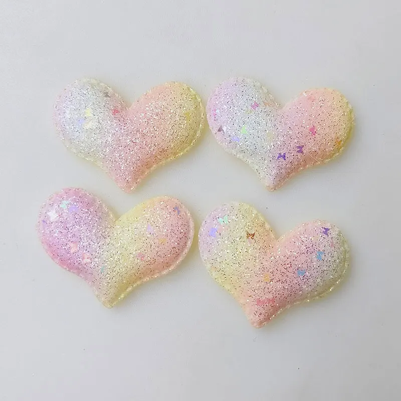 30 Stück glitzernde, farbverlaufende Herz-Applikationen zum Aufnähen für DIY-Haarspangen, Accessoires für Kinder, Schachteln und Taschen, Aufnäher – Detail 4