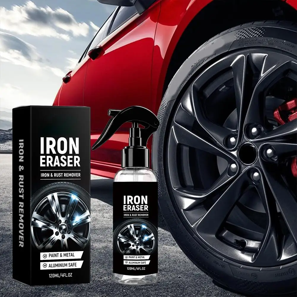 120ml Mild Safe Alloy Wheel Rust Remover Spray, DIY Automotive Brake Powder & Iron Stain Cleaning Agent for Vehicle Exterior