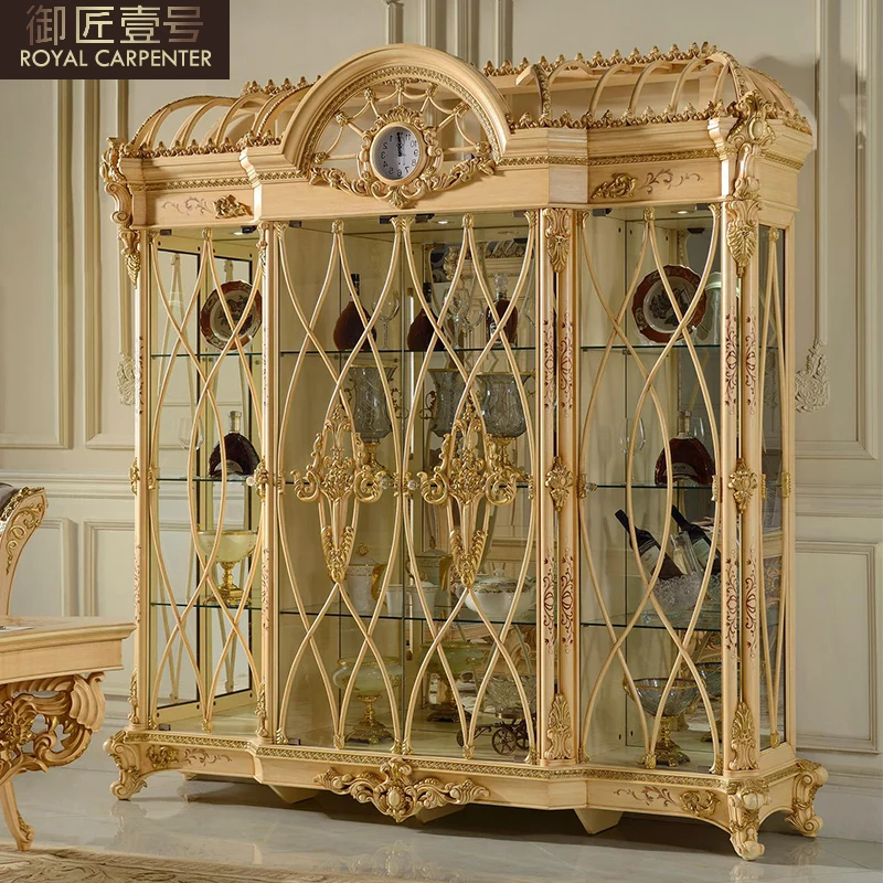 Living room furniture European-style four-door glass wine cabinet large villa restaurant furniture custom locker red wine cabine