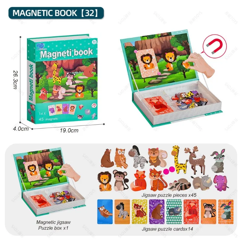 كتاب ألغاز مغناطيسي للأطفال الرضع والأطفال الصغار، ملصقات مغناطيسية، ألعاب تعليمية مبكرة، هدايا للأطفال