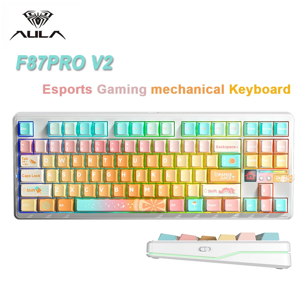 AULA F87 Pro V2 Gaming Mechanical Keyboard 2.4G/USB/BT Hot-Swap RGB Long Battery Life Custom Gasket 5 Layer PC E-Sports Gamer