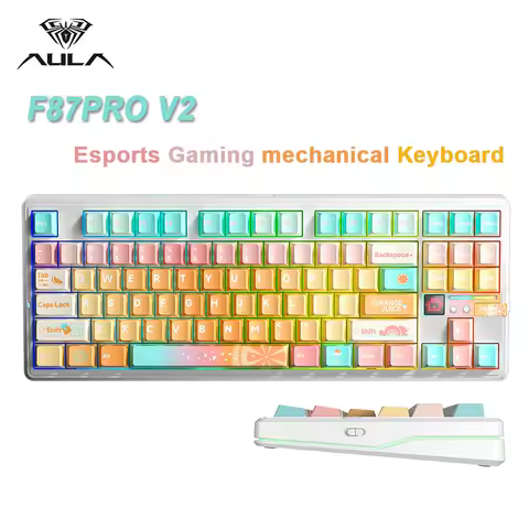 AULA F87 Pro V2 Gaming Mechanical Keyboard 2.4G/USB/BT Hot-Swap RGB Long Battery Life Custom Gasket 5 Layer PC E-Sports Gamer