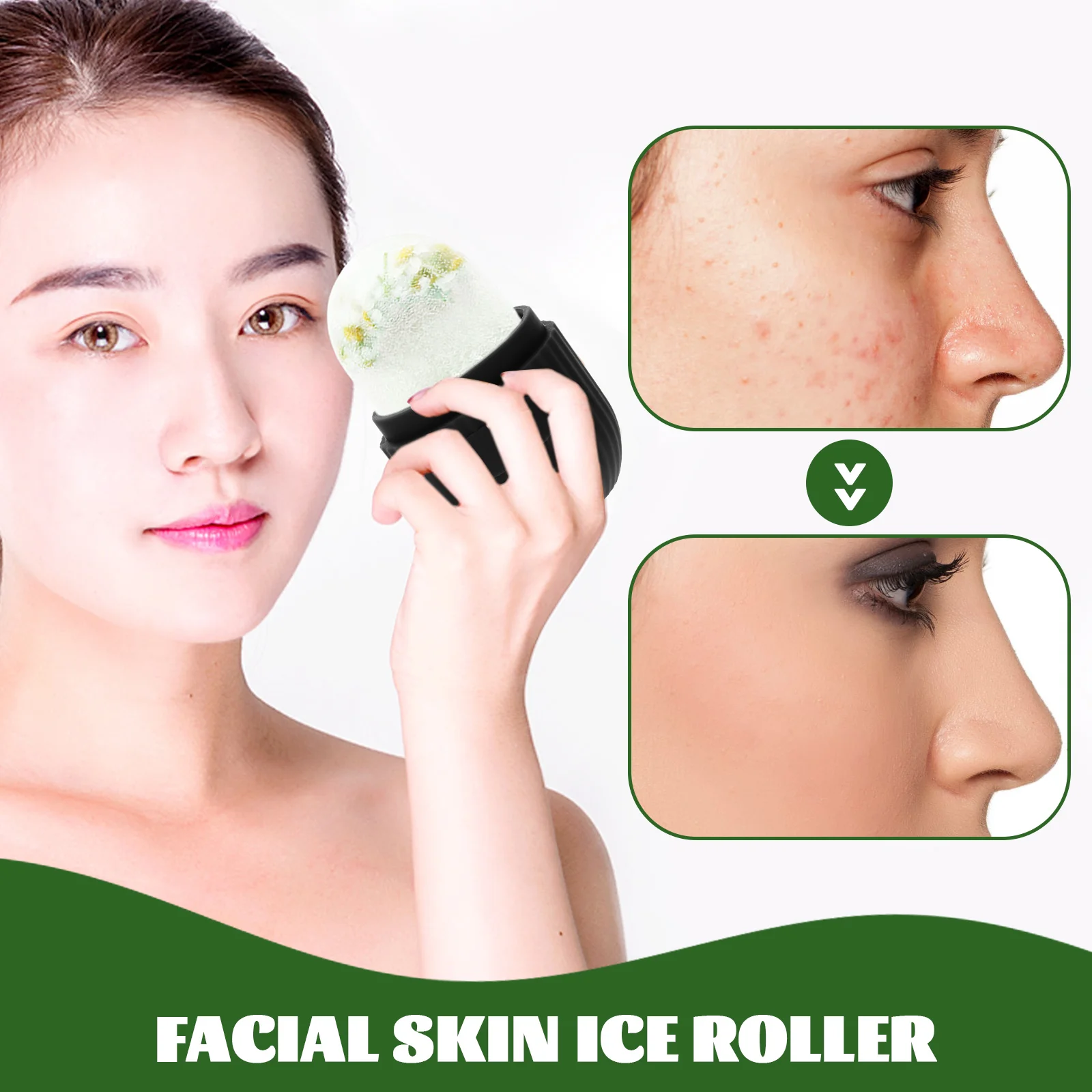 

Silicone Face Mold Ice Cube Reusable Facial Massager Portable Skin Care Tool Face Massager Roller Makeup Tool