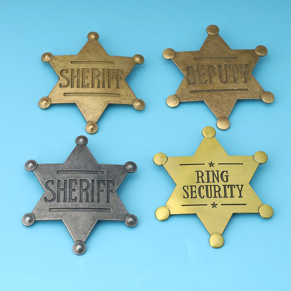 مسدس ستار شريف بروش معدني موضة ملحقات الحفلات التلبيب دبوس حقيبة الظهر شارة للجنسين دبوس هدية الهالوين #5