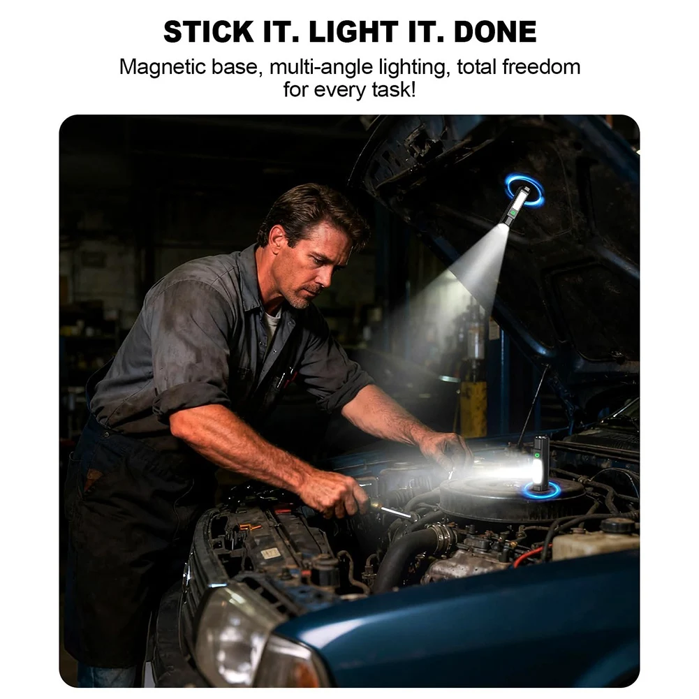 

【HOT-PRICE!】Magnetic Flashlight Rechargeable Small COB Work Light, Pocket Flashlight For Outdoor