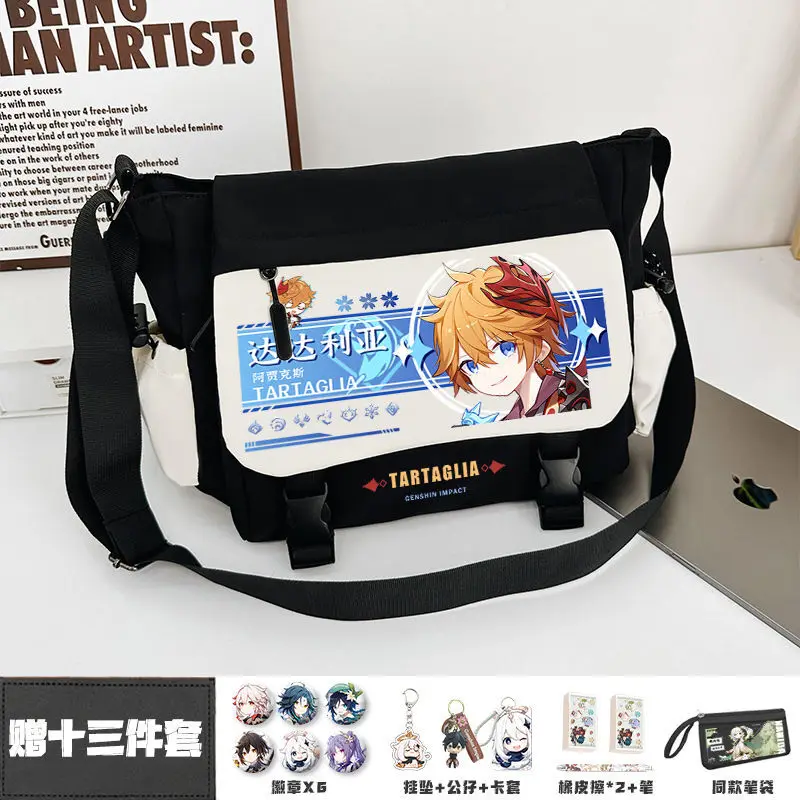 Genshin Impact Yae Shenzi Hutao Single Shoulder Cartoon Anime Crossbody For Middle And High School Students Canvas Tutoring B