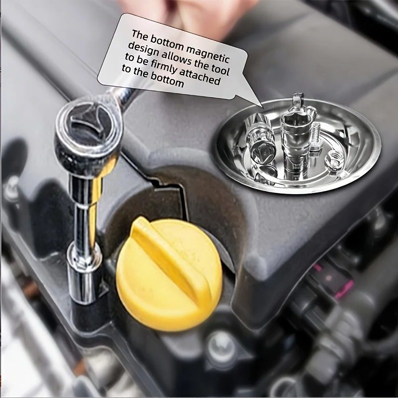 Round Magnetic Parts Tray Bowl Dish Tool Parts Storage Steel Garage Holder Tool For For Securing Nuts Screws Metal Parts  ﻿