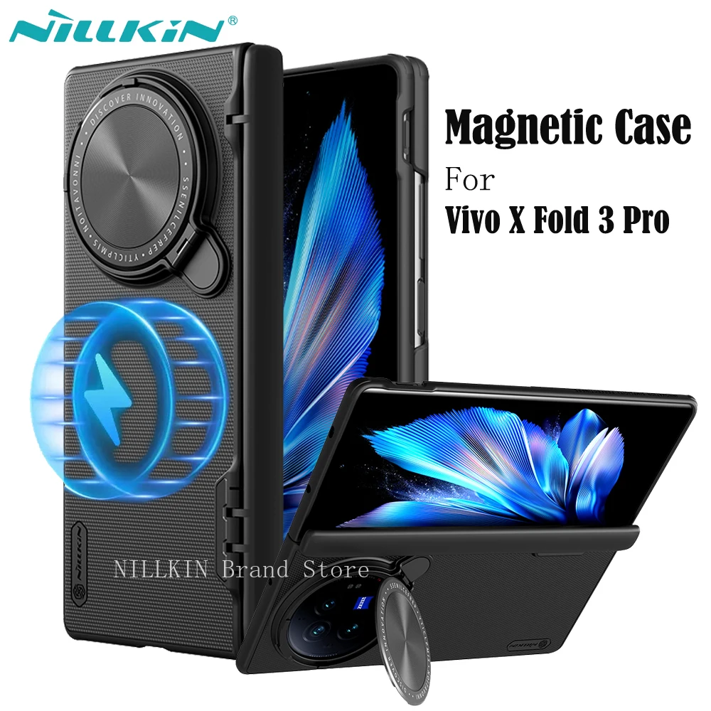 

For Vivo X Fold 3 Pro MagSafe Case NILLKIN Frosted Shield Prop Magnetic Case Camera Cover Holder Folding Cover For X Fold3 Pro