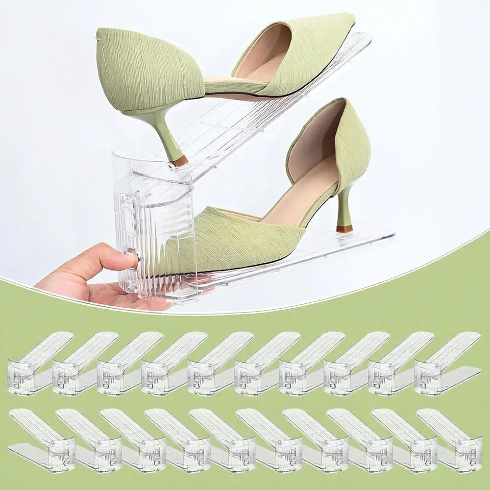 

Регулируемый органайзер для обуви, экономящий место, двухъярусный, прозрачный, 20 штук в упаковке