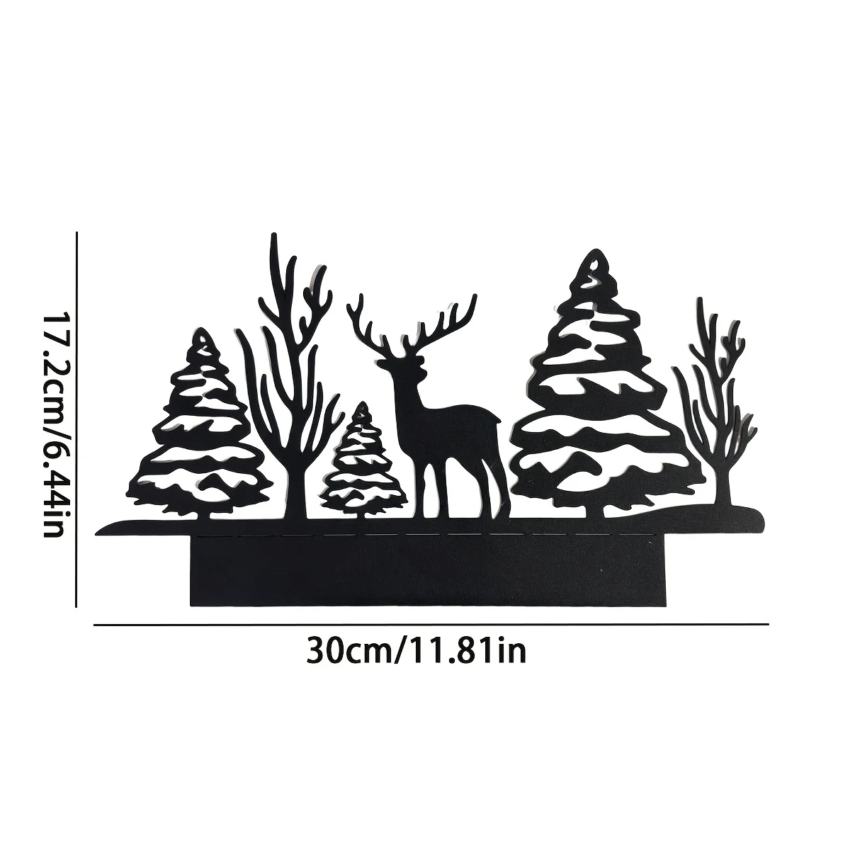 قطعة واحدة من ديكور الطاولة على شكل غابة الرنة لعيد الميلاد - قطعة حديد متينة مع أشجار الصنوبر الثلجية وتصميم الغزلان