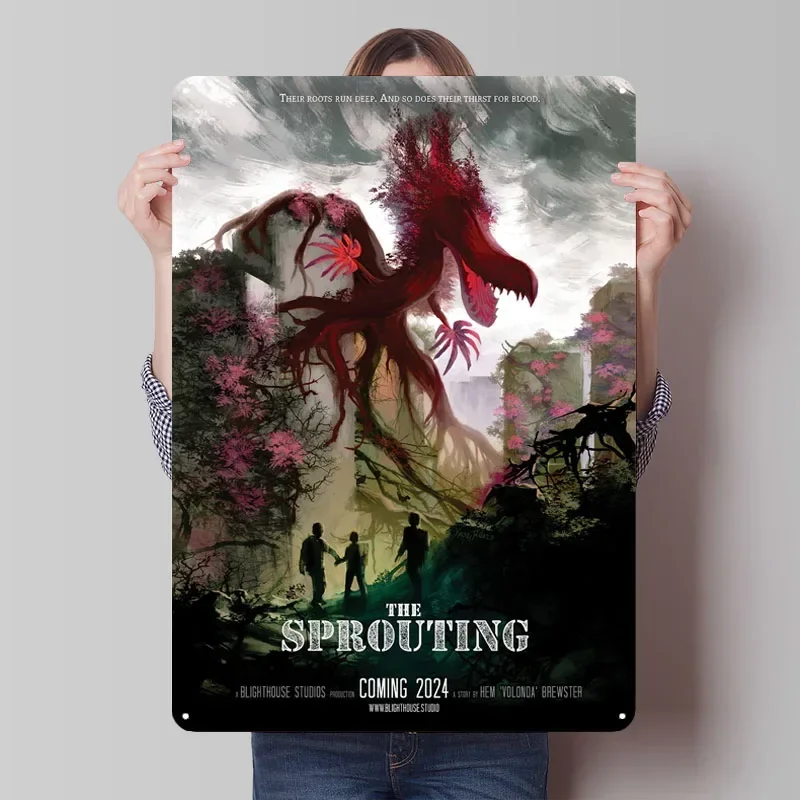 Klassisches Filmplakat „The Sprouting Movie“, Metallschild, Kaffeebar-Zubehör, individuelle Blechschilder für Wandkunst, Dekoration, Retro-Dekor