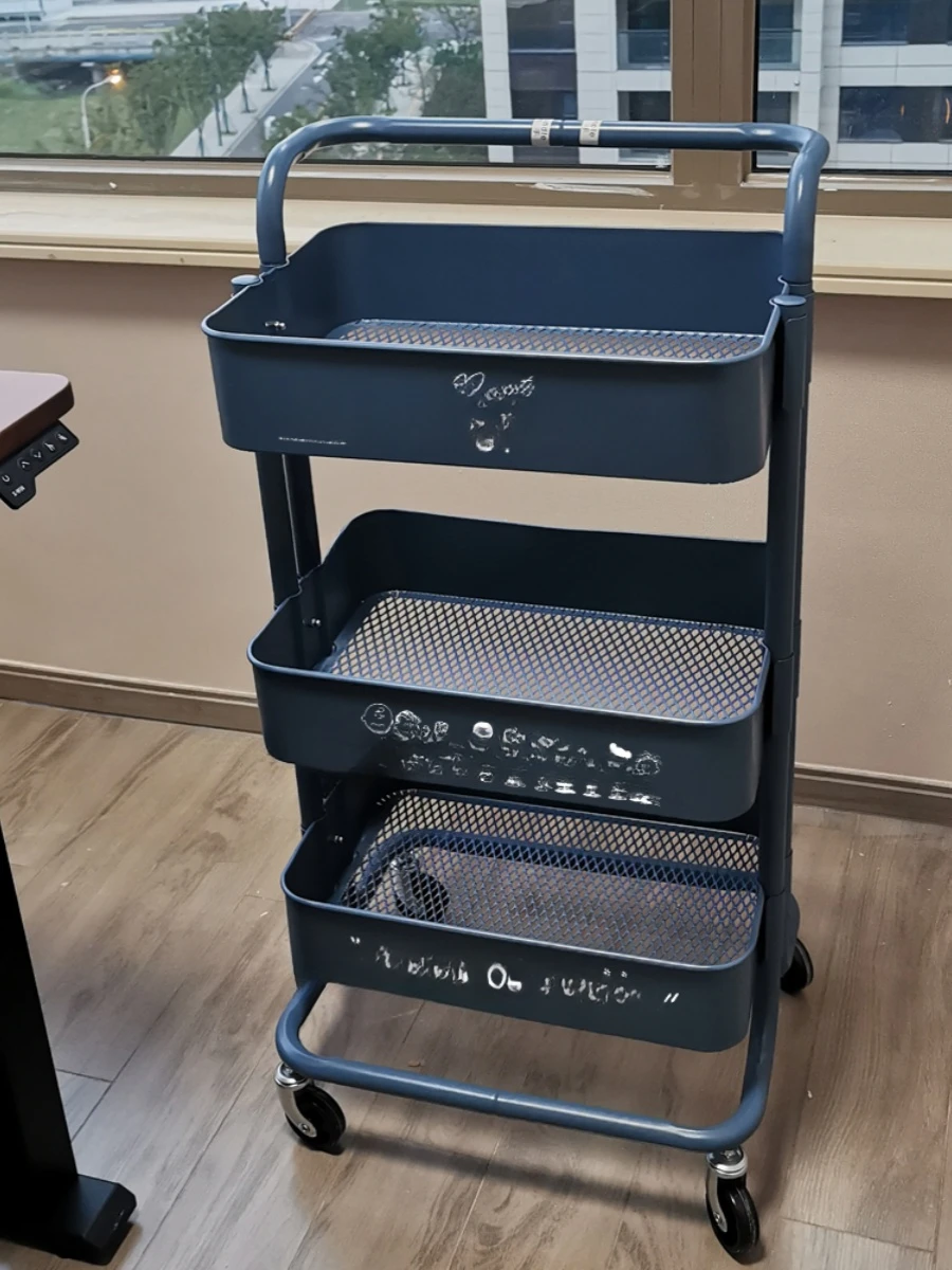 Thickened red handcart snack storage rack in living room