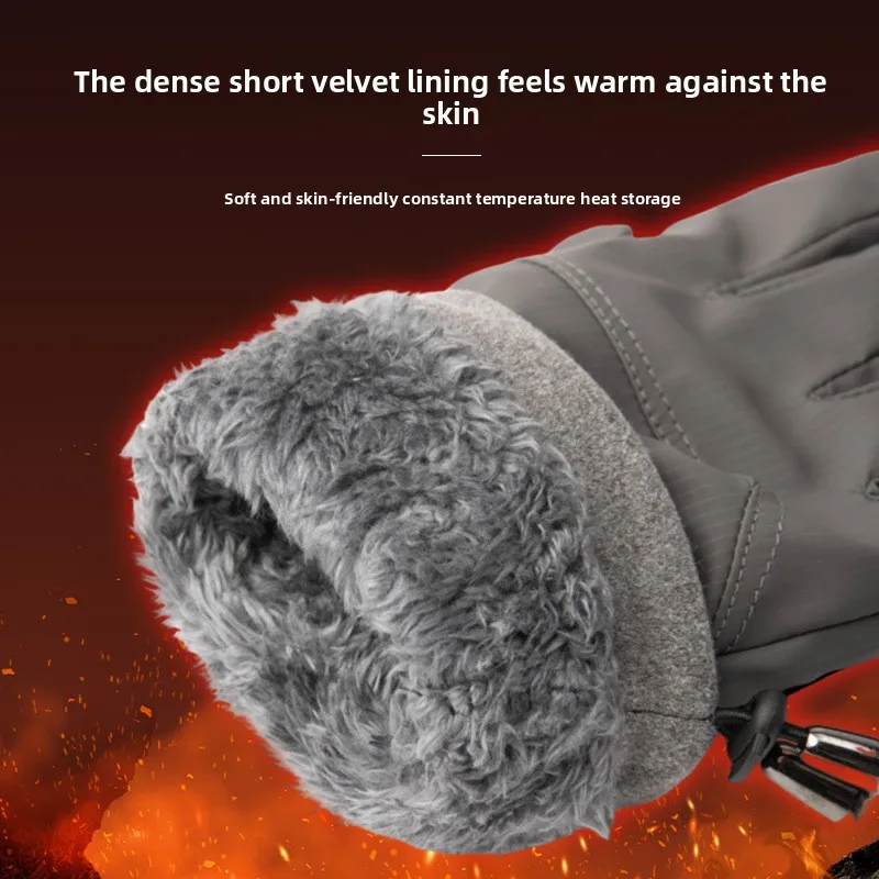 ถุงมือปั่นจักรยานแบบห้านิ้ว ผ้าฝ้าย กันลม กันน้ำ หน้าจอสัมผัสได้ พร้อมระบบทำความร้อนสำหรับยานพาหนะไฟฟ้า