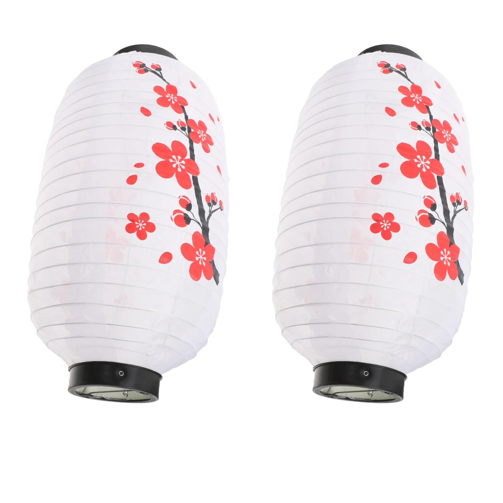 

2Pcs Japanese Style Lanterns Fabric Plum Blossom Design Traditional Hanging Lantern Decorative for Sushi Restaurant Indoor