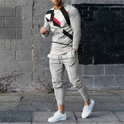 Fashion Men's Clothing Sets 3D Print Men Tracksuit 2 piece Men Sets Long Sleeve T-Shirts + Sweatpants Set Men's Trousers Clothes