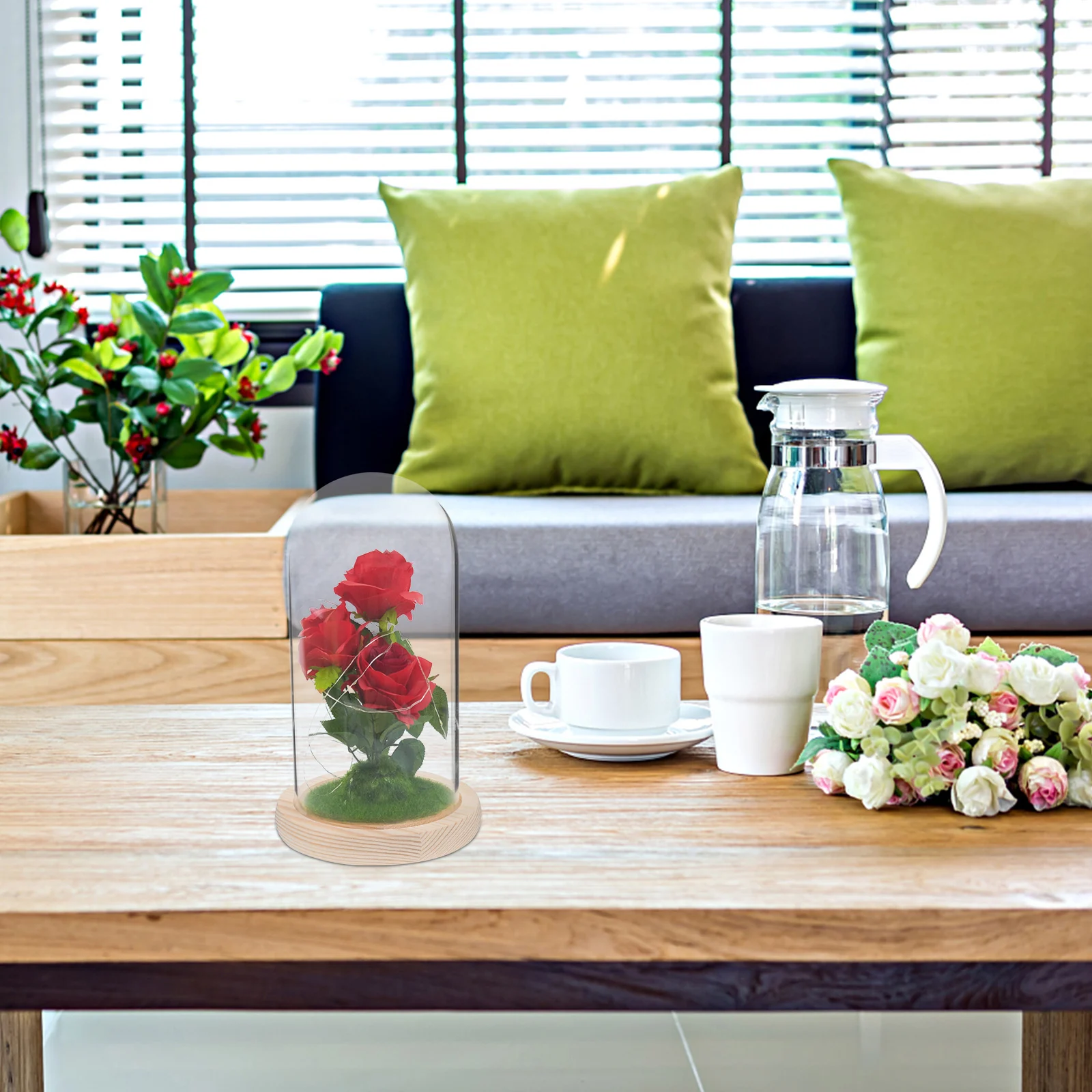 

Clear Dome With Base For Preserved Flowers Eternal Flower Display Cover Decorative Cloche Valentine'S Day Craft Home Office