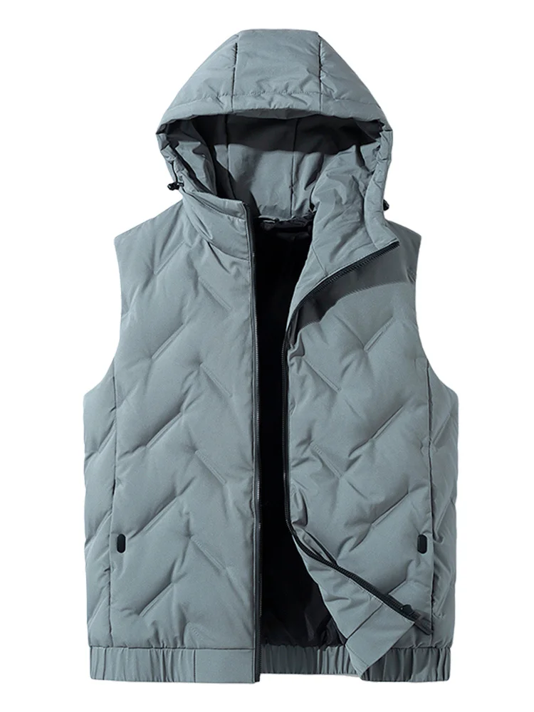 Ente 90% Unten Weiß Padded Winter Warme Weste Männer Mit Kapuze Ärmellose Jacke Schlank Fit Feste Beiläufige Puffer Gilet Mäntel