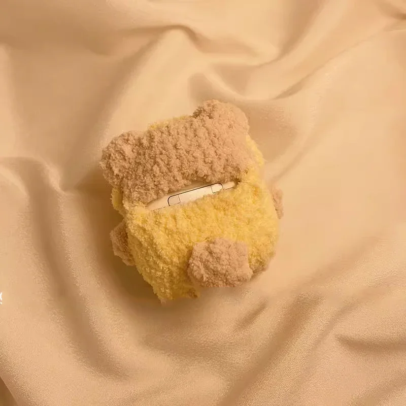Cute Plush Bear Drop Proof Wireless Bluetooth Headset Soft Case Suitable for Airpods1/2/3/4/pro Fashion Earphone Accessories