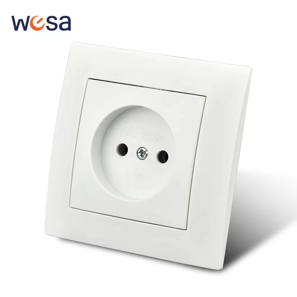 WESA Power Socket 16A EU Standard Electrical Outlett Not Ground 86mm*86mm White Flame Retardant PC Panel Wall Socket News