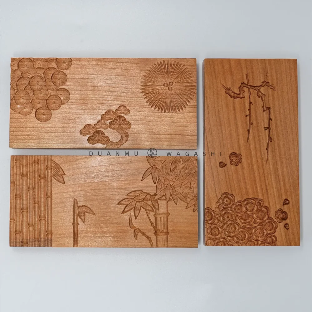 handmake 4 design available Japanese wagashi tool fruit design wooden press modelling shaping board