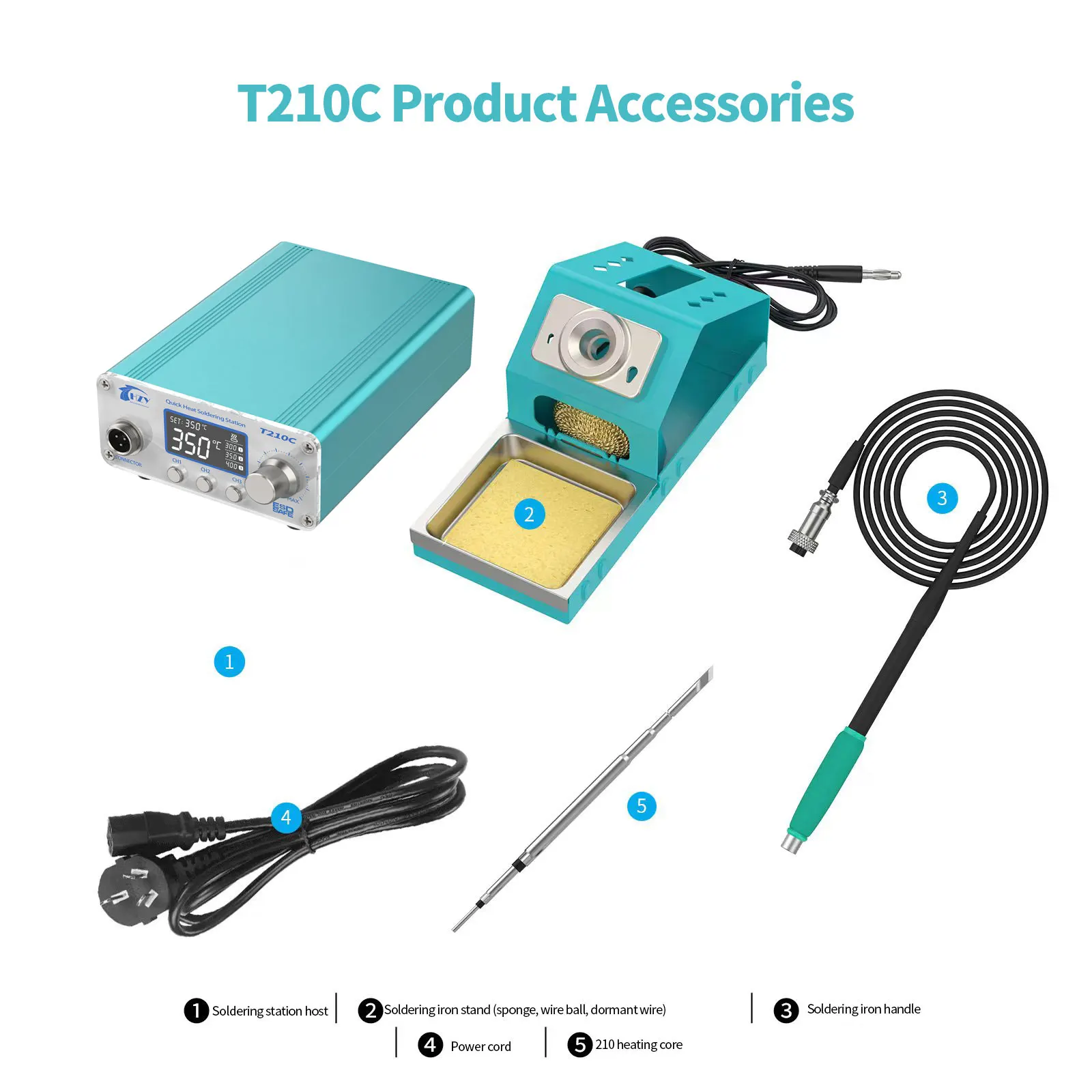 HZY T210C/UYUE T210 3S Rapid Heating Electronic Soldering Iron LED Soldering Station with 210 Tips For PCB Repair Welding Tools