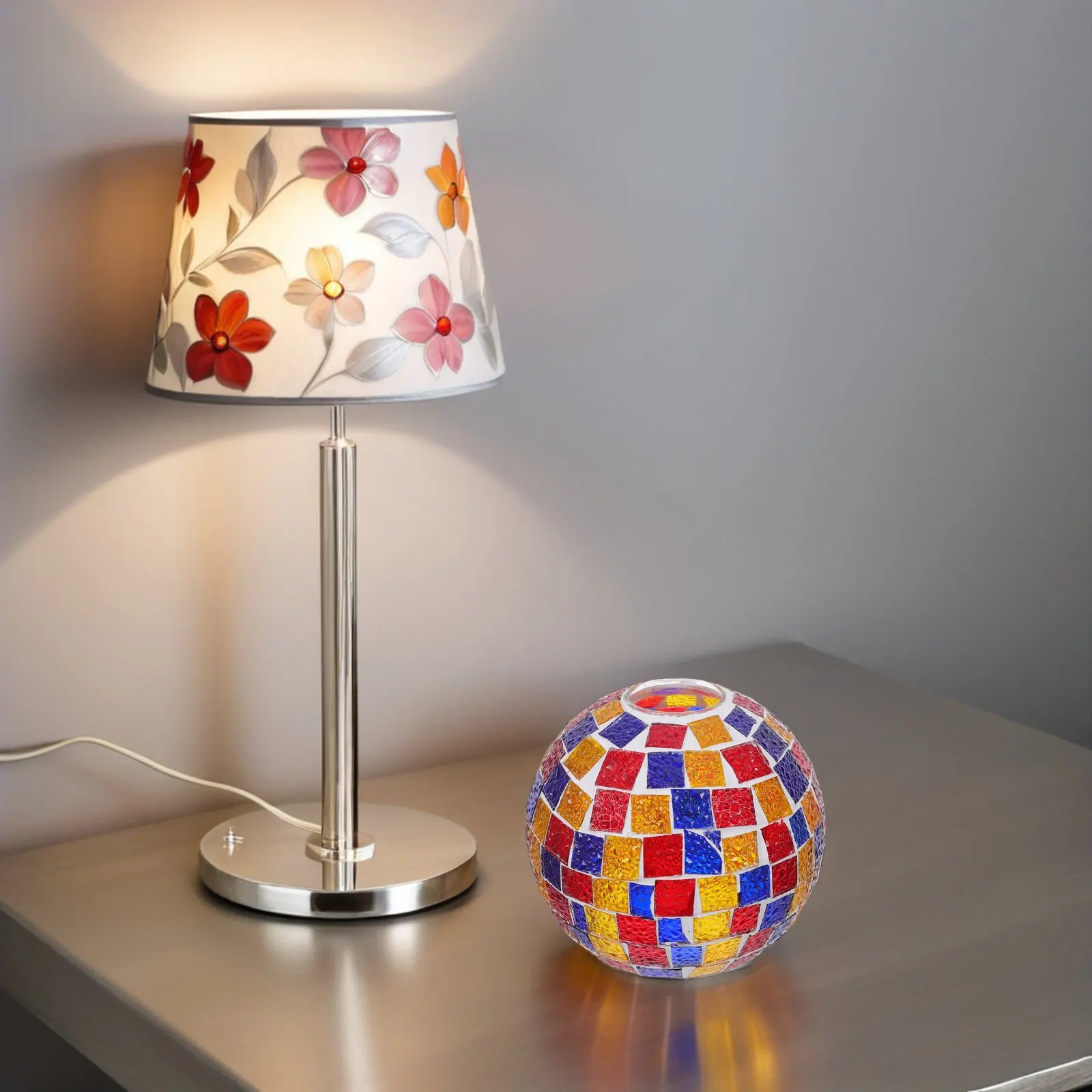 Mosaic Glass Globe Shade Retro Stained Glass Lampshade for Living Room Bedroom Hallway Pendant Floor Ceiling Chandelier Hanging