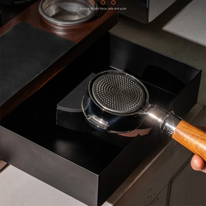 JUSTINLAU Double-layer Coffee Powder Pressing Base Solid Wood Storage Coffee Grounds Box Coffee Tools Wooden Coffee Storage Box - view 4