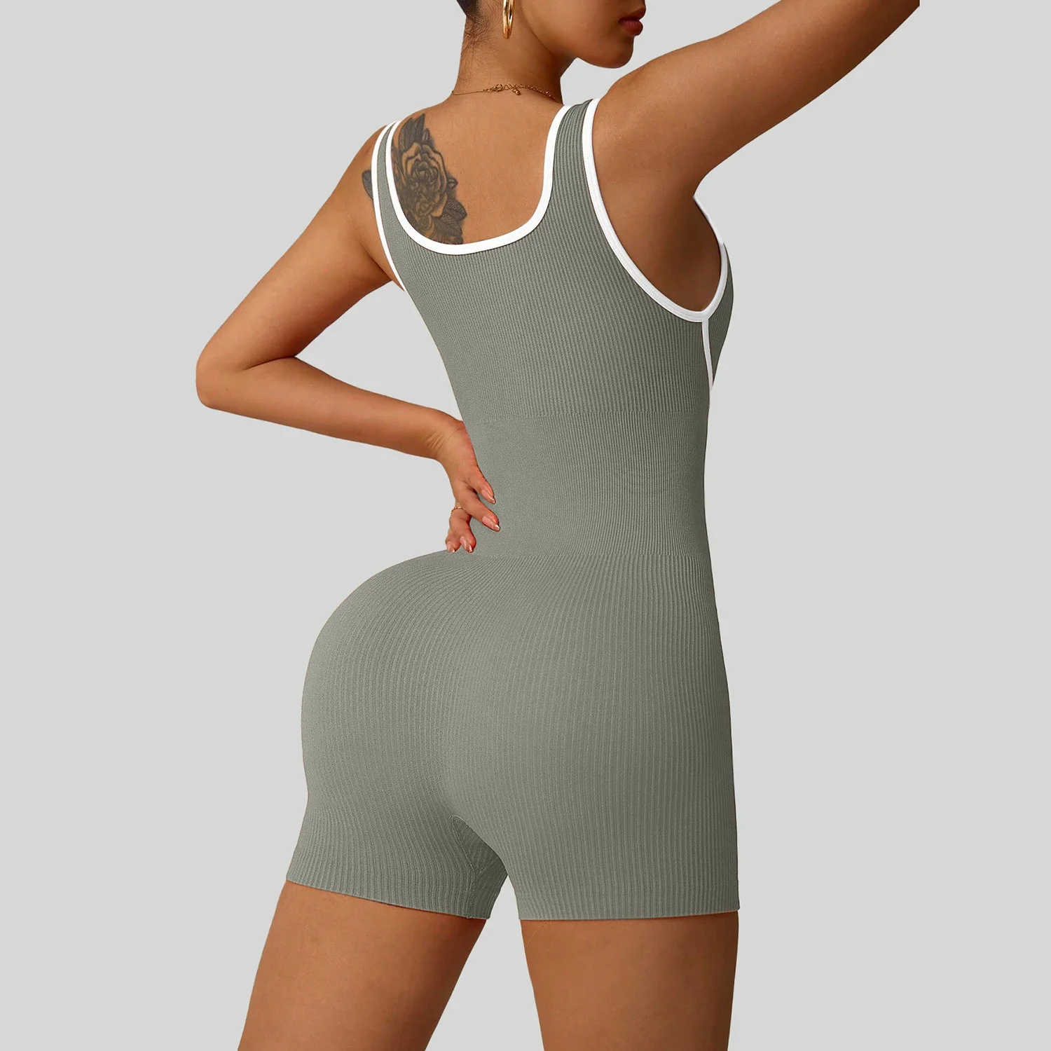 レディース耐衝撃カラーブロックヨガボディスーツシームレス彫刻ハイインパクトワークアウトタイトジムフィットネスアクティブウェア通気性ヨガ