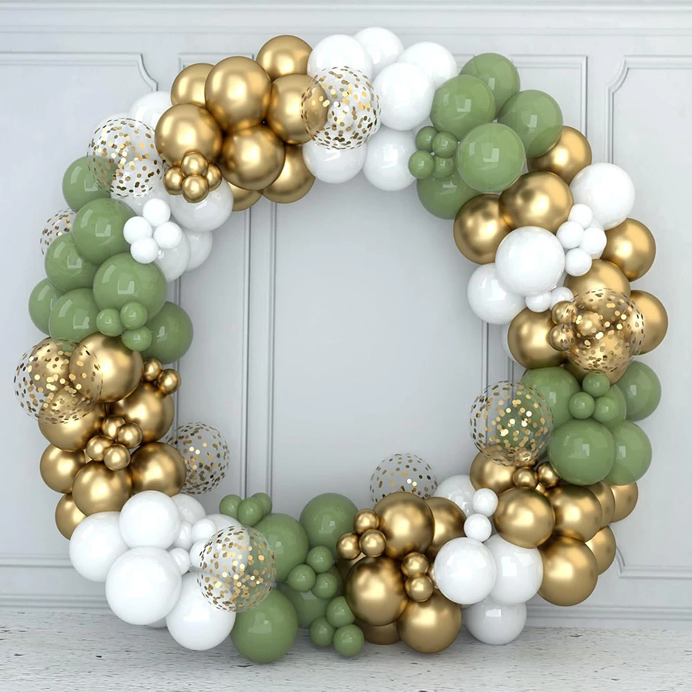 

Avocado Green Balloons Garland Green White Gold Confetti Balloon Arch Kit Wedding Anniversary Baby Shower Birthday Party Globos