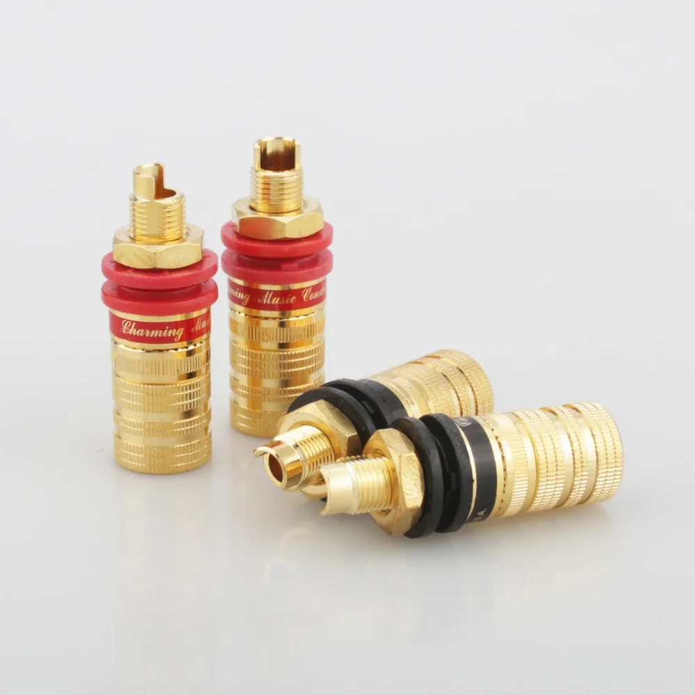audiocrast 838-S 24K Gold-Plated Speaker Binding Posts, Long Copper HiFi Terminal Connectors