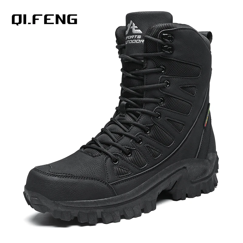 Outdoor New High Top Mountaineering Boots Large Size Wide Head Hiking Shoes Men's Outdoor Work Training Footwear 39-47