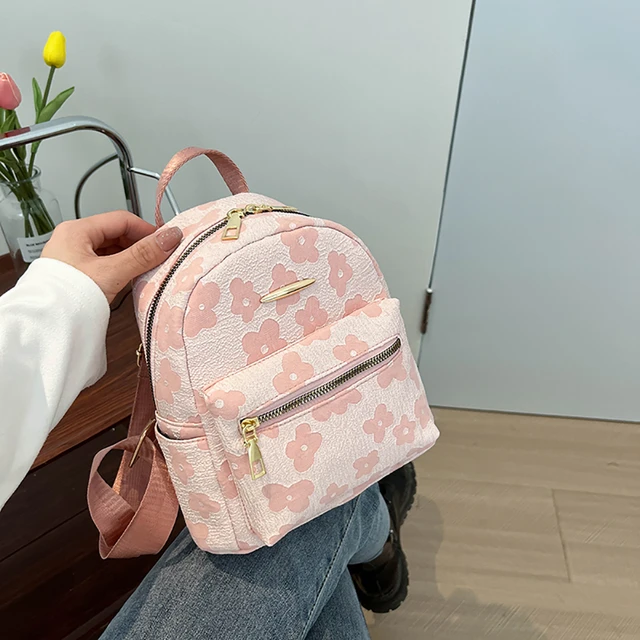 Fashion Women s Mini Backpack Flower Print Pure Small Backpacks Canvas Student School Bag For Girls Portable Shoulder Rucksack Backpacks AliExpress