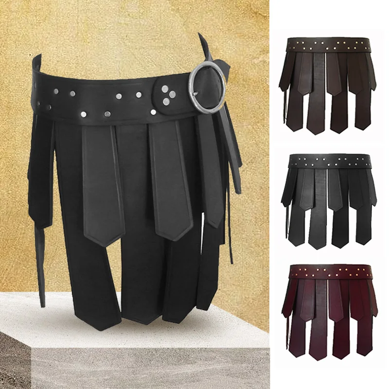 Antica legione romana gladiatore battaglia cintura gonna uomo donna Steampunk PU armatura in pelle medievale greco LARP Costume Cosplay nappa